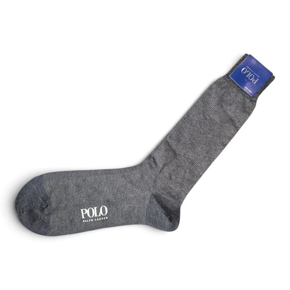 Polo Ralph Lauren Cotton Blend Dress Socks Charcoal Made Japan NOS Y2K NWT
